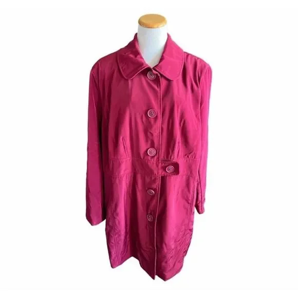 New Womens Merona Cranberry Longer Length Spring Jacket Coat - Sz 26W - Picture 1 of 1